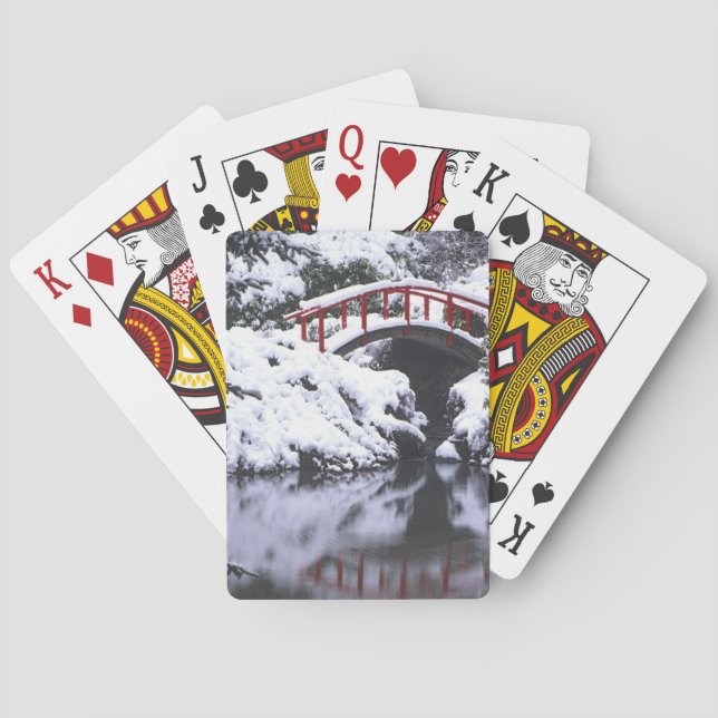 WA, Seattle, Moon-Brücke und Teich nach Winter 2 Spielkarten (Rückseite)