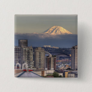 WA, Seattle, Mount Rainier aus Kerry Park Button