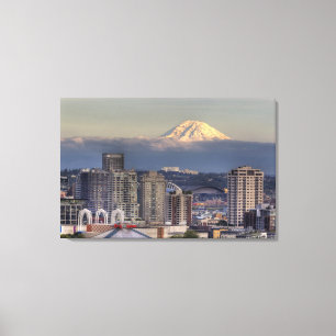 WA, Seattle, Mount Rainier aus Kerry Park Leinwanddruck