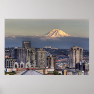 WA, Seattle, Mount Rainier aus Kerry Park Poster