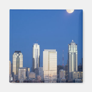 WA, Seattle, Seattle-Silhouette und Elliott Bay 4 Magnet