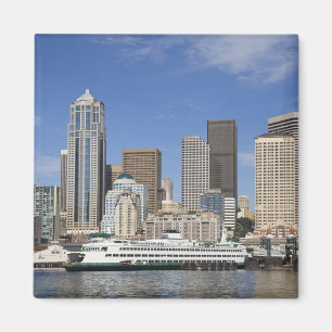WA, Seattle, Seattle-Skyline mit Fähre Magnet