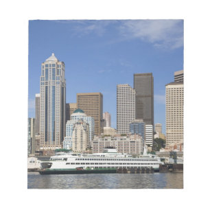 WA, Seattle, Seattle-Skyline mit Fähre Notizblock