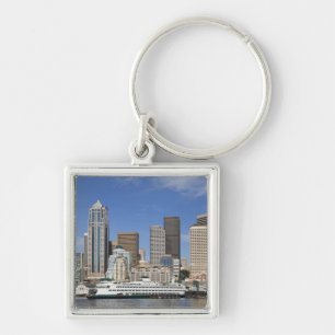 WA, Seattle, Seattle-Skyline mit Fähre Schlüsselanhänger
