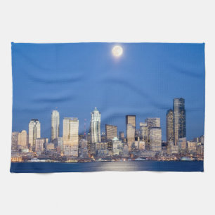 WA, Seattle, Seattle-Skyline und Elliott Bay 3 Handtuch