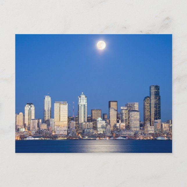 WA, Seattle, Seattle, Skyline und Elliott Bay 3 Postkarte (Vorderseite)