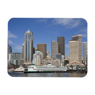 WA, Seattle, Seattleer Skyline mit Fährschiff Magnet