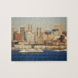 WA, Seattle, Skyline von Seattle und Elliott Bay