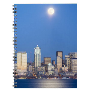 WA, Seattle, Skyline von Seattle und Elliott Bay 3 Notizblock