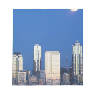 WA, Seattle, Skyline von Seattle und Elliott Bay 4 Notizblock
