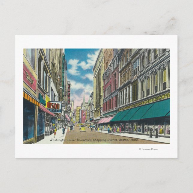 WA Street Downtown Shopping District Szene Postkarte (Vorderseite)