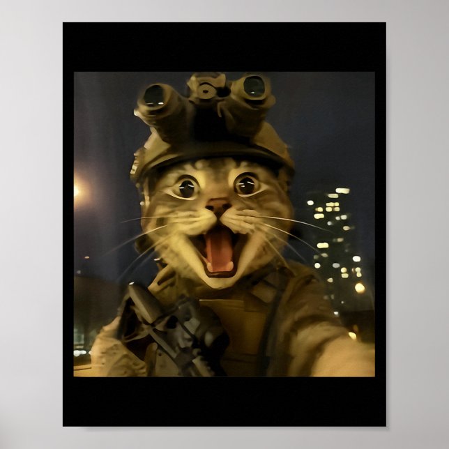 Waactical Cat Meme  Poster (Vorne)