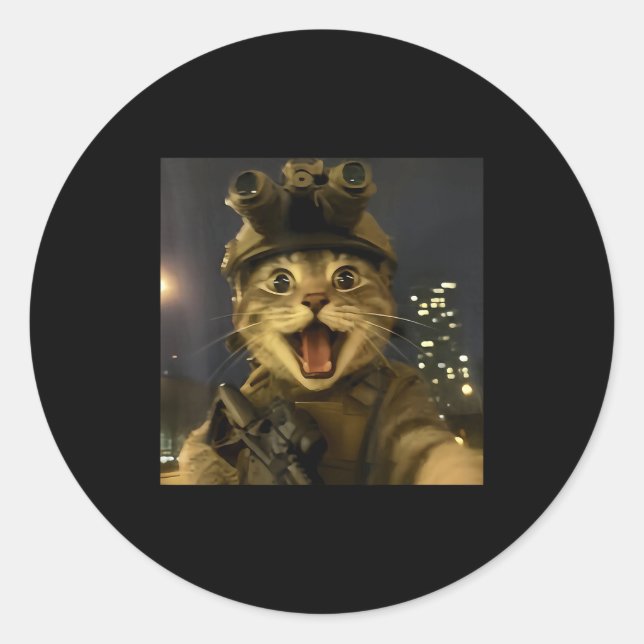 Waactical Cat Meme  Runder Aufkleber (Vorderseite)