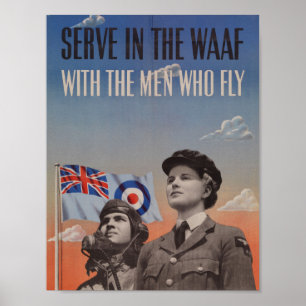 WAAF in der Uniform mit Piloten neben ihr Poster