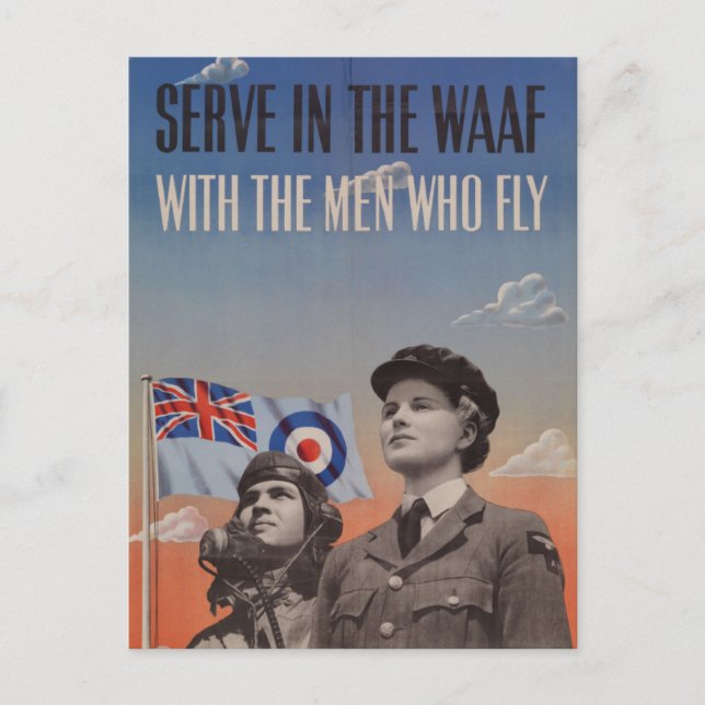 WAAF in gleicher Weise wie Pilot neben ihr Postkarte (Vorderseite)