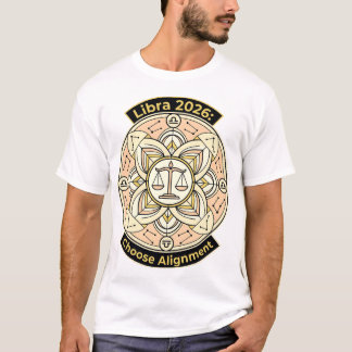 Waage 2026 Zodiac-Schalen Mandala – Balance & Harm T-Shirt