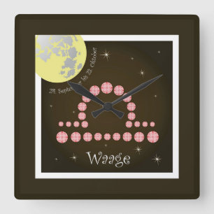 Waage 24, September bis 23. Oktober Quadratische Wanduhr