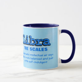 Waage "die Skalen" lüften blaue astrologische Tasse