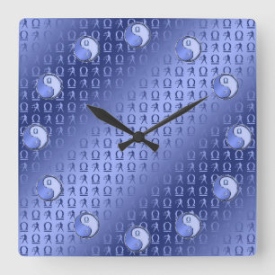 Waage, die Waagschalen Quadratische Wanduhr