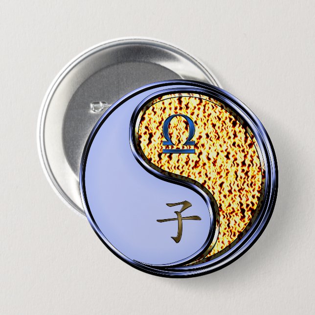 Waage & Feuer-Ratte Button (Vorne & Hinten)