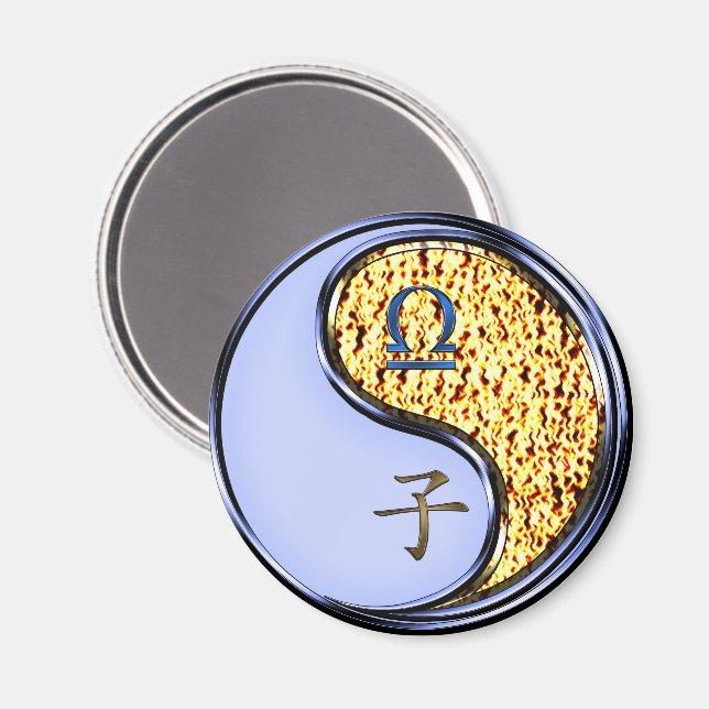 Waage & Feuer-Ratte Magnet (Vorderseite/Rückseite)