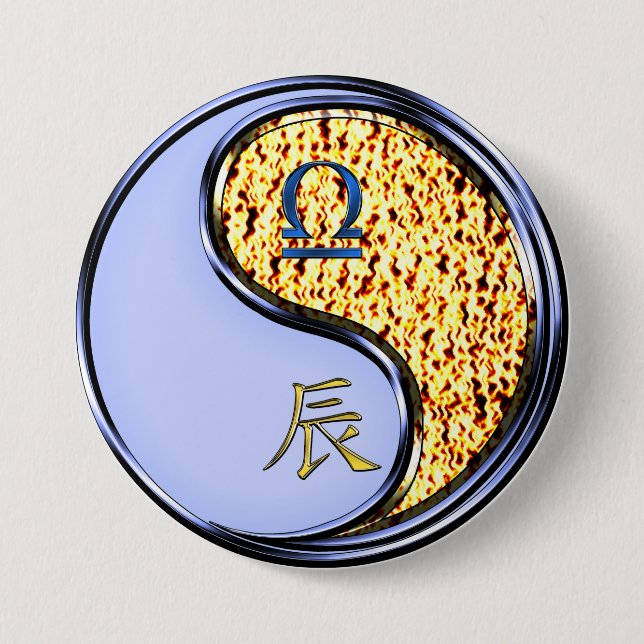 Waage & Feuerdrache Button (Vorderseite)