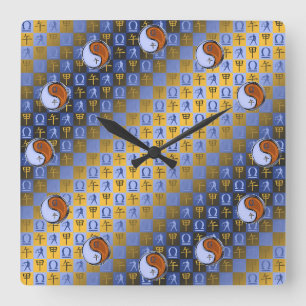 Waage & Holzpferd Quadratische Wanduhr