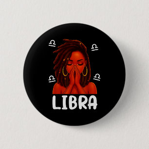 Waage Locd Schwarze Frau betet Christliches Zodiac Button