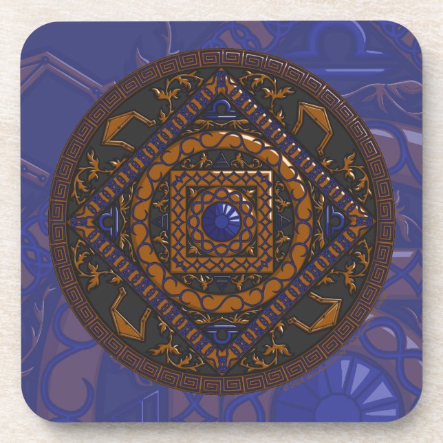 Waage Mandala Quadratfliese Untersetzer (Vorderseite)