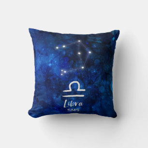 Waage-Sternbild Blaue Galaxie Monogramm Kissen