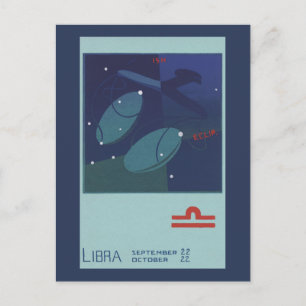 Waage Sternbild Vintage Zodiac Astrologie Postkarte