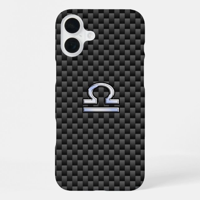 Waage-Sternzeichen auf Carbonfaser iPhone 16 Plus Hülle (Rückseite)