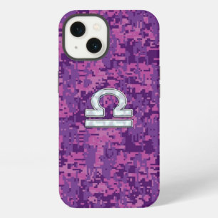 Waage-Sternzeichen auf Fuchsia-Camo iPhone Hülle