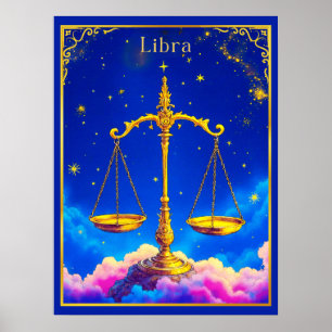 Waage-Sternzeichen im sternenerfüllten Himmel Poster