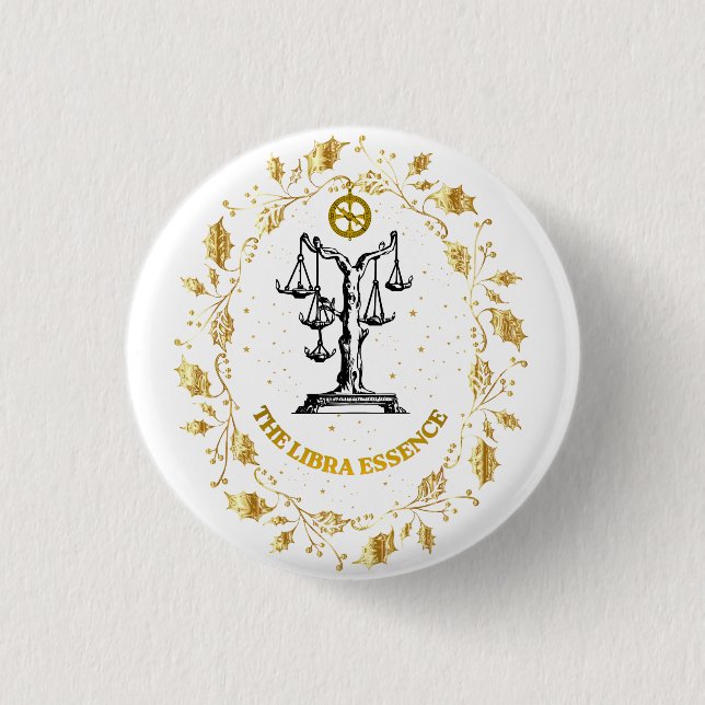 Waage Sternzeichen Luxus Ästhetik Sterne Kunst Button (Vorderseite)