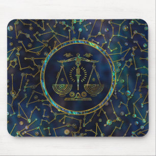 Waage-Tierkreis-Goldohrschnecke auf Konstellation Mousepad