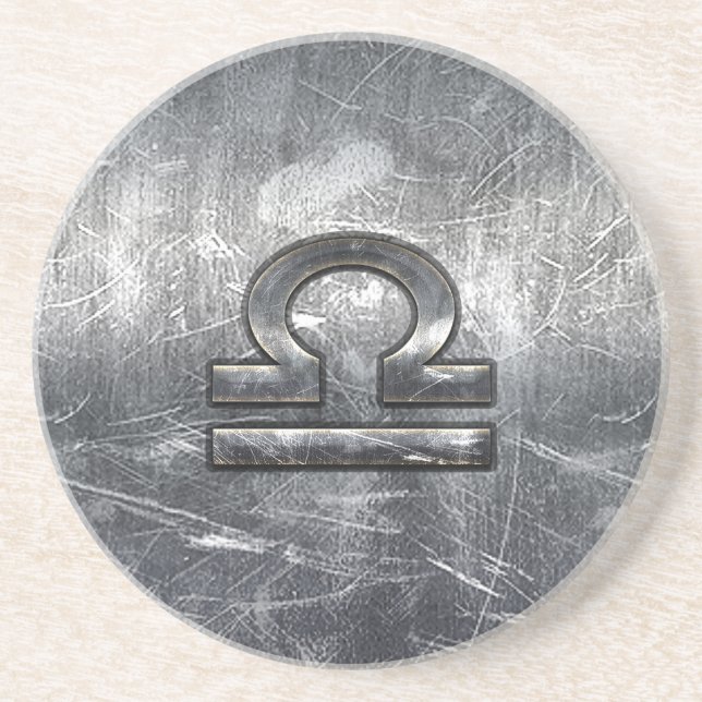 Waage-Tierkreis-Symbol beunruhigter industrieller Getränkeuntersetzer (Vorne)