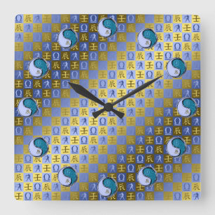 Waage & Wasser-Drache Quadratische Wanduhr