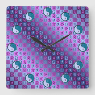 Waage & Wasser-Schwein Quadratische Wanduhr
