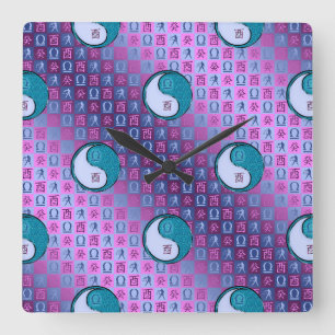 Waage & Wasserhahn Quadratische Wanduhr
