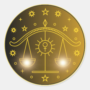 Waage-Zodiac-Emblem   Minimales Himmelssymbol Runder Aufkleber