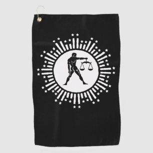 Waage-Zodiac-Symbol mit Sternen Schwarz und Weiß  Golfhandtuch