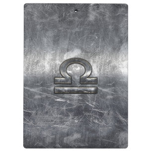 Waage-Zodiac-Symbol Silber Stahl Stil Klemmbrett
