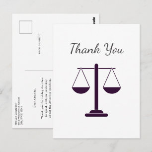 Waagen der Justiz Rechtsgesetz Symbol Arbeit Danke Postkarte