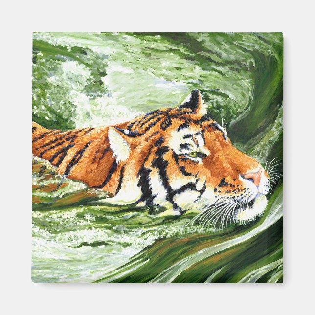 Waagen machen - Schwimmen Tiger Magnet (Vorne)