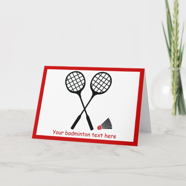 Waagerechte Badminton Racquet und Shuttlecock Karte (Vorderseite)