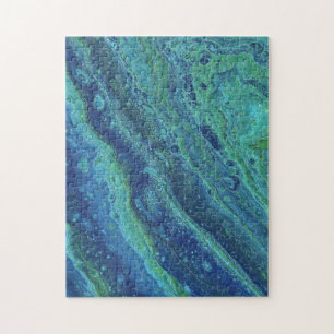 Wabash 2 Bleu Vert Froid Abstrait Puzzle