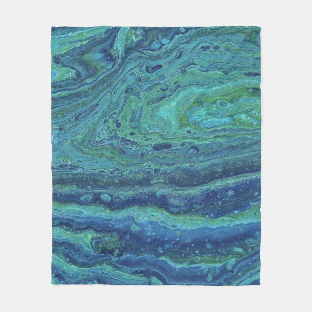 Wabash 3 Cool Blue Green Abstrakt Blanko Fleecedecke (Vorderseite)