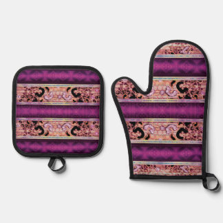 Waben-Leoparden-Druck – Kühner Farmhaus-Ofenhandsc Ofenhandschuh & Topflappen-Set