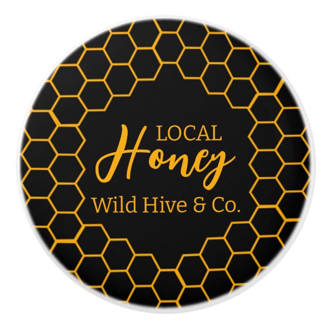 Waben – schwarzer oder weißer Hintergrund Keramikknauf (Vorderseite)